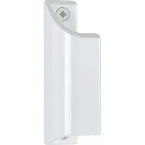 Poignée de porte en aluminium blanc 90 mm – Antirouille – Pour porte-fenêtre – Entraxe 76 mm – Vis incluses (1/4)