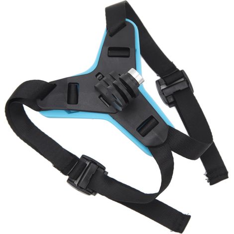 Support de mentonnière antidérapant pour casque de moto avec lampe frontale, compatible avec les caméras DJI Osmo Action 3 et 2 et les téléphones portables (bleu). (1/5)