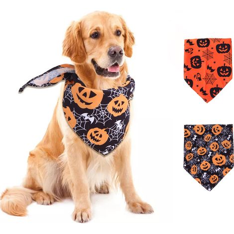 Conjunto de 2 pañuelos para perros de Halloween, pañuelo para perros de calabaza de Acción de Gracias, bufanda de otoño para perros (para niños y niñas). (1/5)