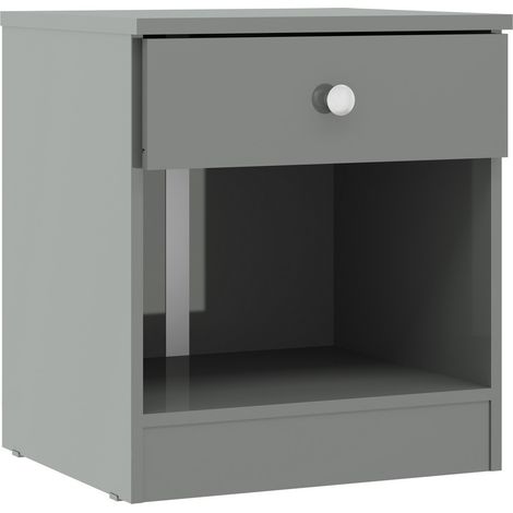 Denver 1 Drawer Bedside Table - L36 x W45.5 x H40 cm - Grey Gloss