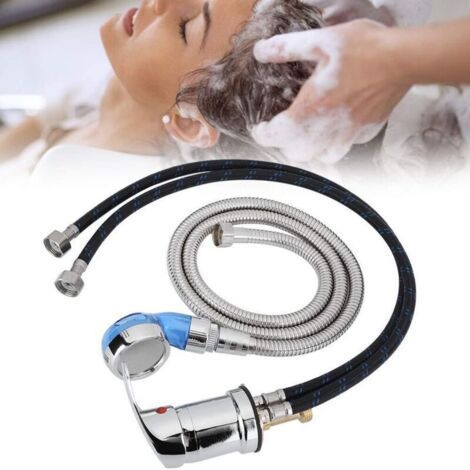Lit de shampooing 70 cm, robinet de lavabo de 120 cm, pommeau de douche, robinet de lavage pour salon de coiffure, robinet de shampooing pour chaise de lit, valve de mélange chaude et froide, (1/4)