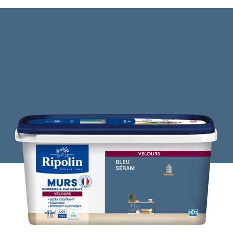 Peinture aspect Velours  - 2,5L - Bleu Seram - Ripolin (1/5)