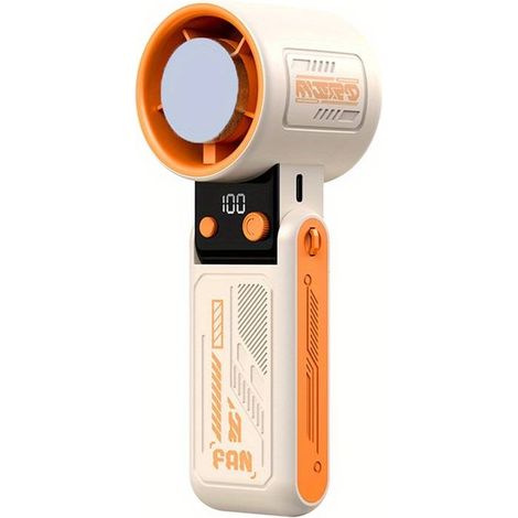 Mini ventilateur portable, affichage numérique, turbine haute vitesse, modèle standard 1800 mAh, orange. (1/5)