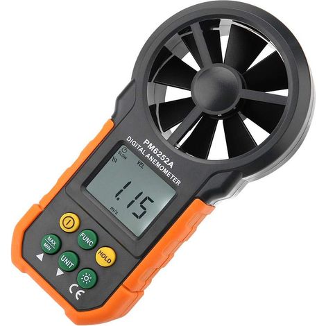 Ej.Life PM6252A Mesureur numérique de la vitesse du vent, Anémomètre Anémomètre de poche avec grand écran LCD et rétroéclairage, Mesureur de volume d'air avec sac portable noir (1/5)