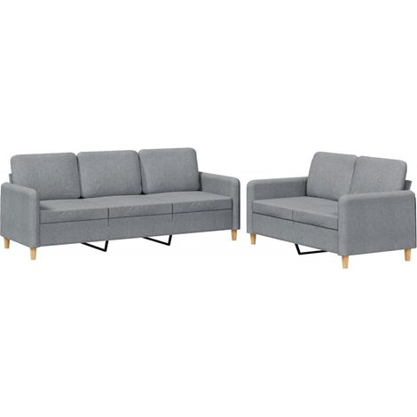Maison Exclusive - Set di Divani 2 pz con Cuscini Grigio Chiaro in Tessuto