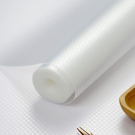 Tapis de tiroir antidérapant en papier d'armoire imperméable découpable pour tiroirs de cuisine, table à manger, armoire, armoire à chaussures, transparent 45 x 200 cm (1/5)