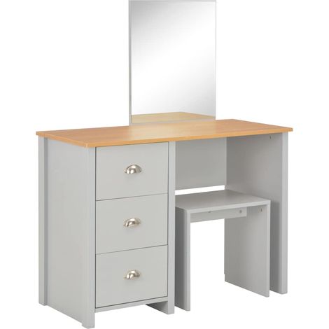 Maison Exclusive - Schminktisch mit Spiegel und Hocker Grau 104x4 (1/5)