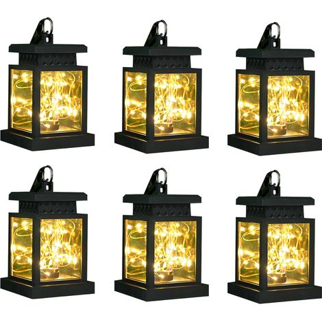 6er-Set wasserdichte Solar-Tischlaternen für den Außenbereich, solarbetriebene Hängelampen mit warmweißen LED-Lichterketten für Terrasse, Garten, Landschaft, Hof und Rasen (mit Clip)