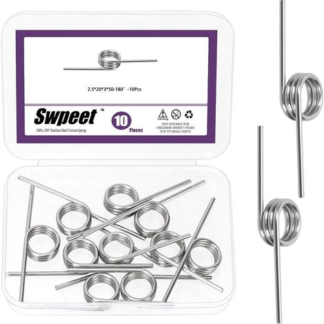 10 Pcs 180 Degree Stainless Steel Torsion Springs Wire Diameter 2.5mm Outside Diameter 20mm Small Mechanical Torsion Spring 50mm for Repair (1/5)