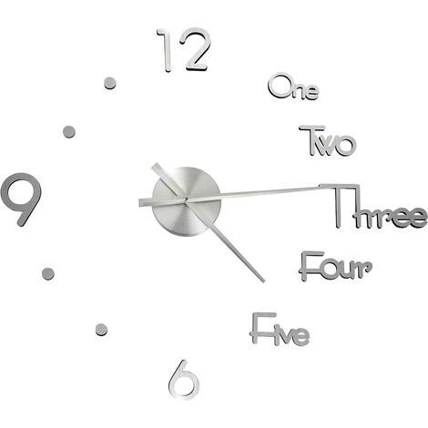 vidaXL Reloj 3D de pared con diseño moderno plateado 100 cm XXL (1/2)