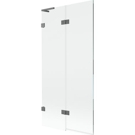 Mexen Lunar L Badewannen-Faltwand, 2-teilig, links, 90 x 150 cm, transparent, Gun Metal - 897L-090-100-95-00-L (1/5)