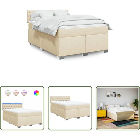 Matratze - Boxspringbett mit Matratze Creme 160x200 cm Stoff (1/5)