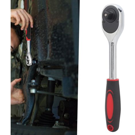 Clé à douille 1/2 pouce 24 dents, outil de serrage rouge et noir pour réparations électriques (1/5)