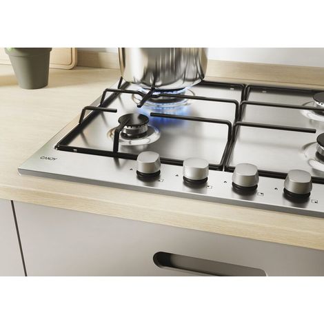 Candy plaque de cuisson Idea CHW6BRX acier inox encastrable 60 cm Gas 4 foyer(s)
