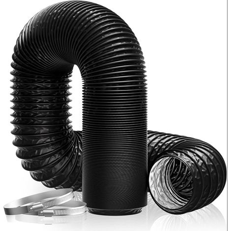 Tuyau de ventilation flexible 100 mm × 2,5 m – Conduit d’air PVC et feuille d’aluminium sèche-linge extracteur d’air chauffage climatisation (Noir) (1/5)