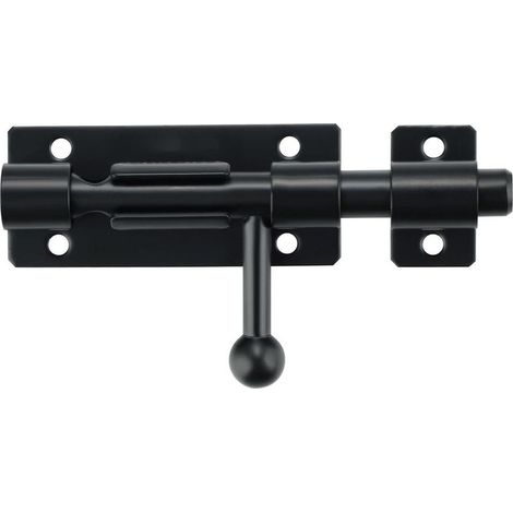 Loquet de porte extérieur, verrou coulissant, cylindre avec trou pour cadenas, acier inoxydable, noir (1/5)