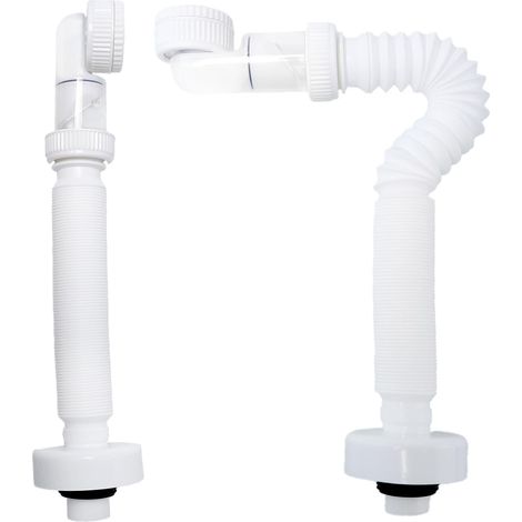 2 Pièces Siphon Lavabo Flexible 1 1/4" Evacuation Evier Tuyau de Vidange Remplaçable Flexible Tuyau Evacuation Lavabo Gain de Place Siphon Evier pour Cuisine Salle de Bain,Extensible 380-930 mm (1/5)