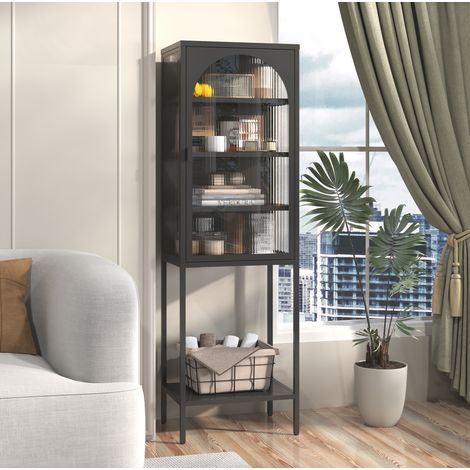 mobile contenitore 160 cm vetro metallo nero OKMYHOME (1/5)