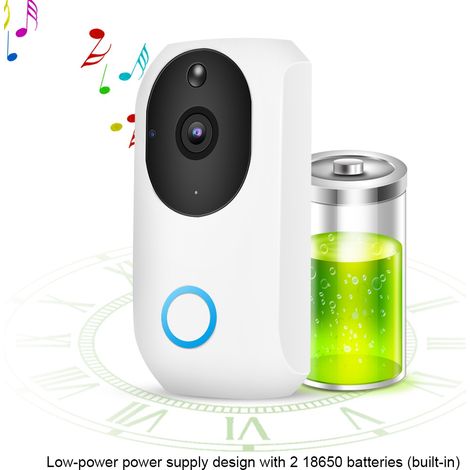 Interphone vidéo HD 1080p 2 mégapixels avec Wi-Fi, sonnette de sécurité bidirectionnelle et vision nocturne infrarouge.-AquaForge