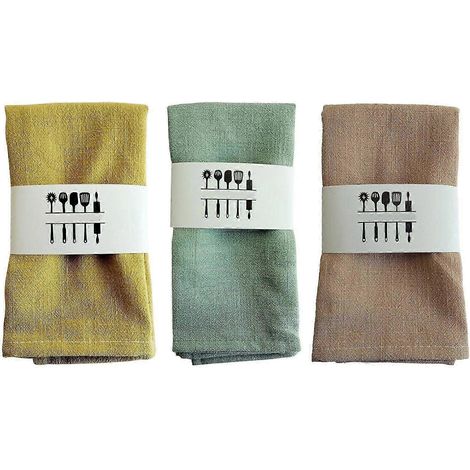 Lot de 3 serviettes de table en tissu, napperons pour assiettes et décorations de table à la maison-Random Color