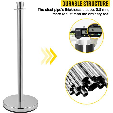 Poteau de Guidage 2PCs, Barrière de Balisage pour Contrôle de Foules avec Corde en Velours Noir de 1,5 m, pour Délimitation Séparat… (1/5)