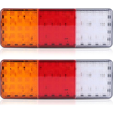 Qiilu 2 pièces Feu Arrière Remorque, 12V 75-LED Feu arrière LED pour Camion Remorque Bateau Feu Arrière Queue de Frein Inverse Indicateur Lampe Étanche