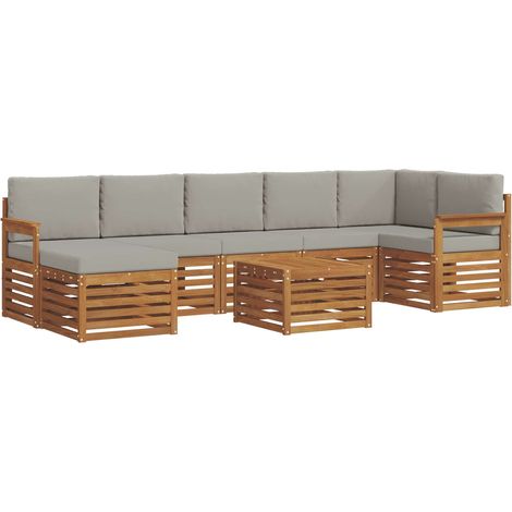 Conjunto de sofás de exterior 8 pcs Gris Natural y Claro vidaXL (1/5)