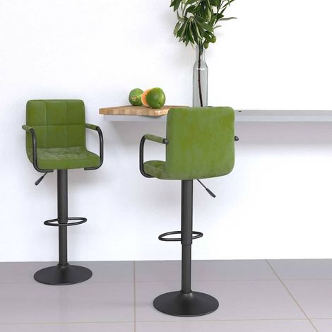 vidaXL Tabourets de bar lot de 2 vert clair velours (1/5)
