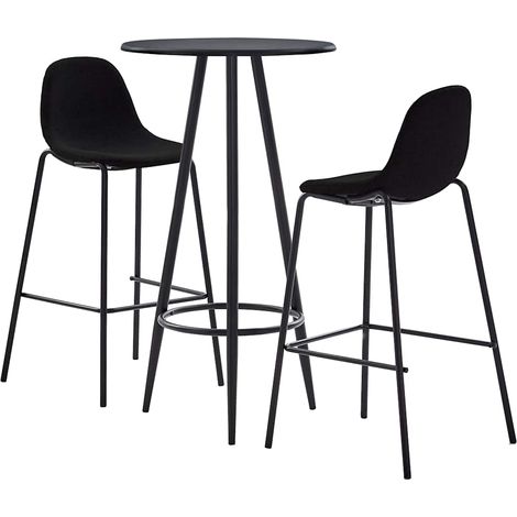 vidaXL Juego de mesa alta y taburetes 3 piezas tela negro (1/4)