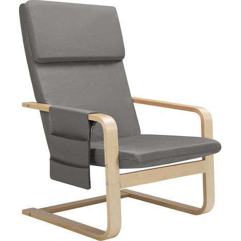 Sedia Poltrona Relax Ergonomica Rivestimento Cotone Grigio con Borsa 2 Scomparti