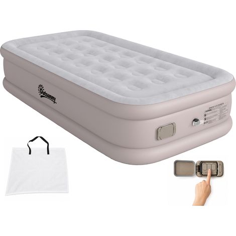 Outsunny – Matelas gonflable électrique 190x97x39cm – Imperméable 5000mm – Gonflage rapide en 3 min – Charge max 200kg – Sac de transport inclus