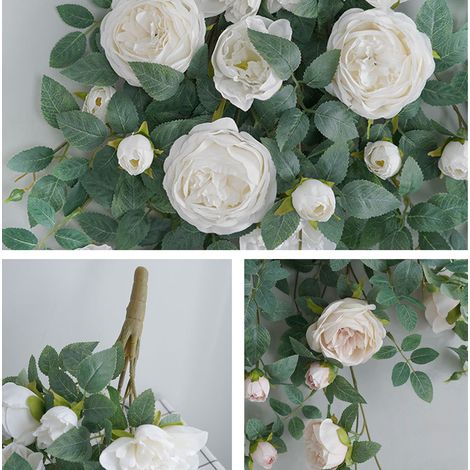 Tür- und Fensterdekoration mit künstlichen Rosenranken, 22 künstliche Rosenköpfe (Austin Rose), Wandbehang (1/5)