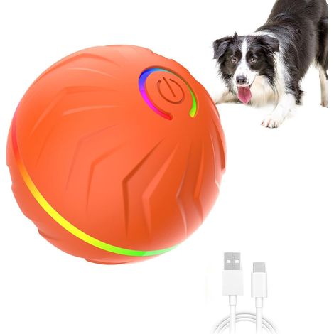 Balle roulante pour chien Balles automatiques pour chien - jouets amusants, accessoires pour animaux, enrichissement du bien-être du chien, rechargeables par USB, pour divertir votre animal. (1/5)