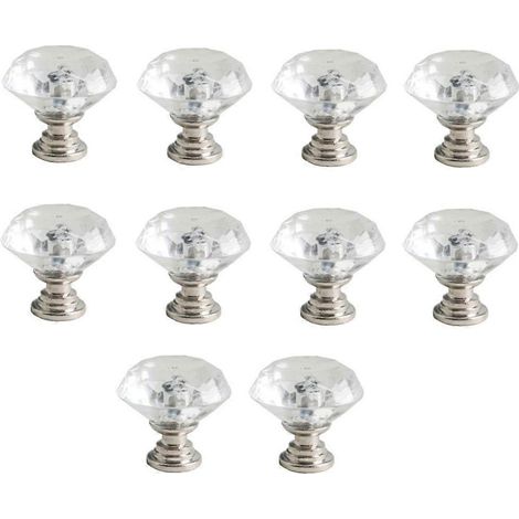 Poignée transparente chinoise neuve de 31 mm pour porte, meuble ou tiroir, en acrylique, lot de 10. (1/5)