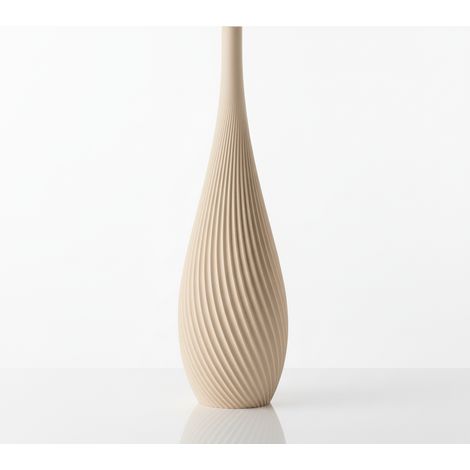 Vase décoratif en forme de goutte en spirale, beige, design moderne (1/3)