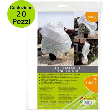 Multipack 20 pz telo protettivo per piante e fiori grandi caldo mantello in tnt 17g/mq misura 1,5 x 3,6 metri