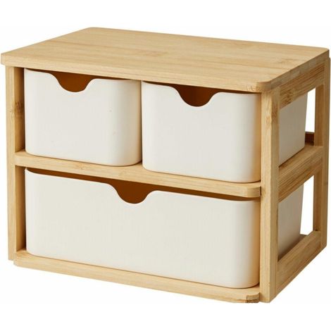Organizzatore a 3 cassetti con struttura in bambù
