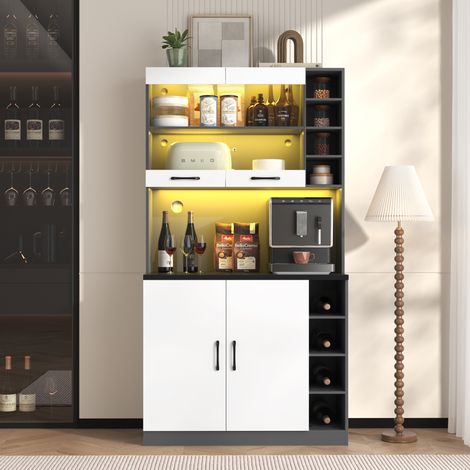 Armario cocina con LED y almacenamiento modular gris OKMYHOME (1/5)