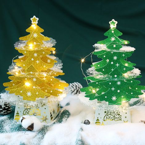 Décorations de Noël Mini sapin de Noël de bureau, sapin de Noël brillant avec guirlande lumineuse (1/5)