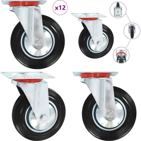12 pcs Roulettes pivotantes 160 mm - Roulettes Pivotantes - Roulettes De Chariot - Roues Mobiles - Accessoires Meuble - Manutention - Home & Living (1/5)