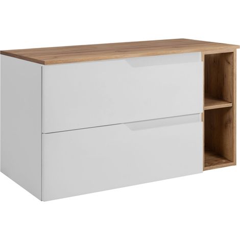 Waschtischunterschrank - 80 cm - Weiße Eiche - Modernes Design - MDF-gefüttert