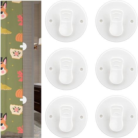 6 clips adhésifs transparents pour rideau de douche - Fixation anti-éclaboussures et anti-vent avec lest intégré pour maintenir les rideaux de douche en place (1/5)