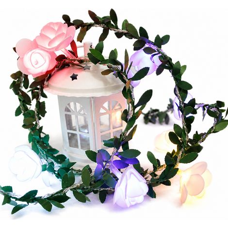 Guirlande Lumineuse LED Solaire avec Fleurs Roses et Feuilles, Multicolore, 10 m, 100 Lumières, Décoration de Noël (1/5)