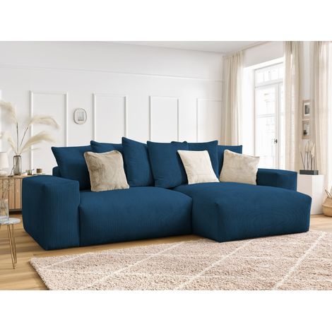 BOBOCHIC - Canapé d'angle réversible convertible coffre VOLTAIRE Réversible  Bleu foncé (1/5)