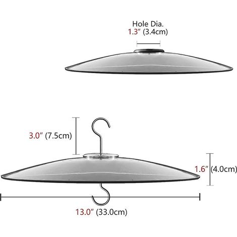 Déflecteur anti-écureuils en verre pour mangeoire à oiseaux sur poteau - Crochets de berger/Suspension sur poteau - Transparent 33 cm (1/5)