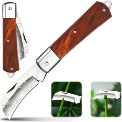 CSPARKV Couteau de Greffage Pliant, Couteau Serpette Jardin, Horticultural Knife, Couteau Champignon, Garden Knife, Couteau Pliable Greffe D'élagage, Acier Inoxydable, Outil de Greffage de Ja (1/4)