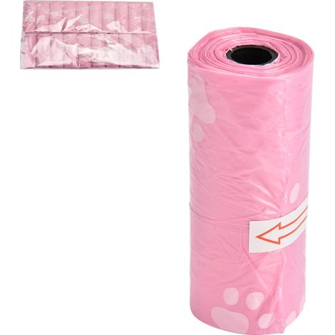 20 rouleaux de sacs poubelle en forme de cœur pour chiens et chats, roses. (1/5)