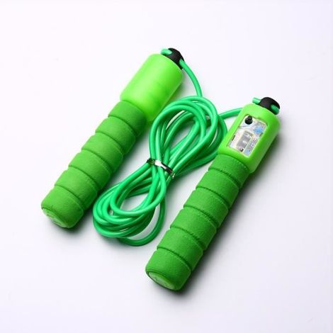 Corde à sauter - Compteur intégré - Réglable - Antidérapante - 287 cm - Vert (1/3)