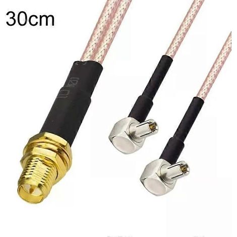 Câble d'extension d'antenne WiFi RG316, adaptateur d'extension RP-SMA femelle vers 2 TS9 R, 30 cm (1/4)