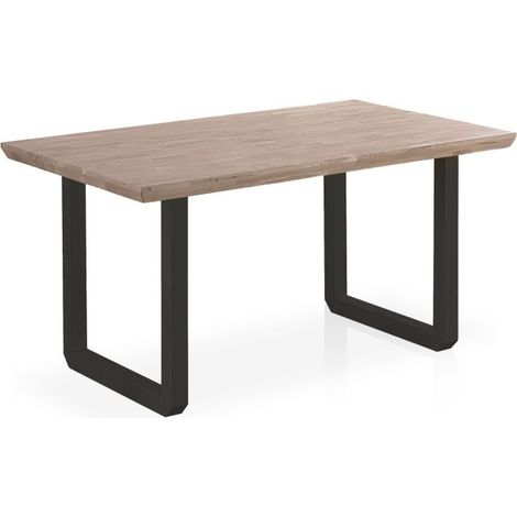 Mesa de comedor con patas metálicas 150x90cm Roma Roble Honey - Negro 90cm (ancho) x 76cm (alto) (1/5)